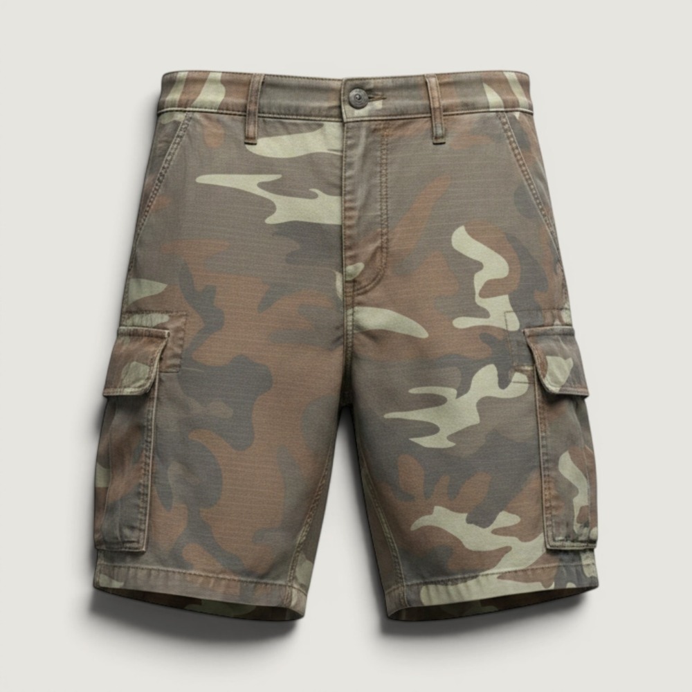 Levi Strauss & Co Cargo Shorts Mens 31 Camo Military Multi Pocket Cotton Preppy